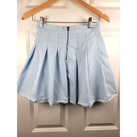 American Eagle Light Blue Pleated Skirt Back Zipper Closure Size 0 - Picture 3 of 10